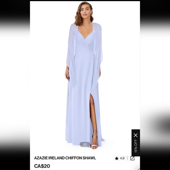 Azazie Bondi lavender bridesmaids dress with matching shawl - Picture 7 of 7